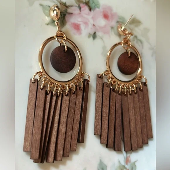 Boho statement earrings A55 - Picture 3 of 4